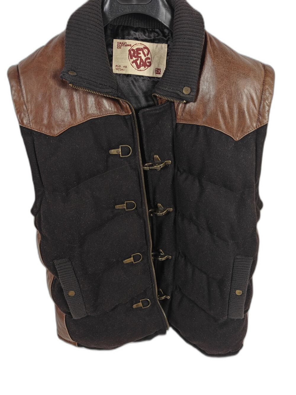 Mens Omavi Clothing Co Red Tag Puffer Vest Brown Black Size 2X